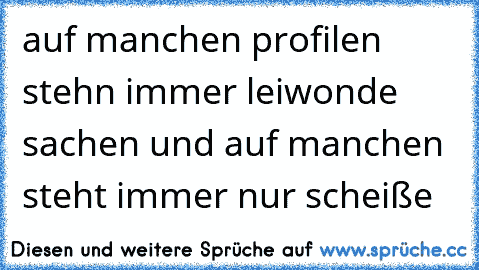 auf manchen profilen stehn immer leiwonde sachen und auf manchen steht immer nur scheiße