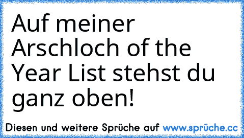 Auf meiner Arschloch of the Year List stehst du ganz oben! ♥