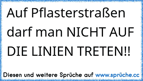 Auf Pflasterstraßen darf man NICHT AUF DIE LINIEN TRETEN!!