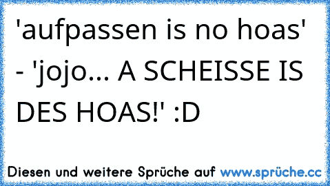 'aufpassen is no hoas' - 'jojo... A SCHEISSE IS DES HOAS!' :D