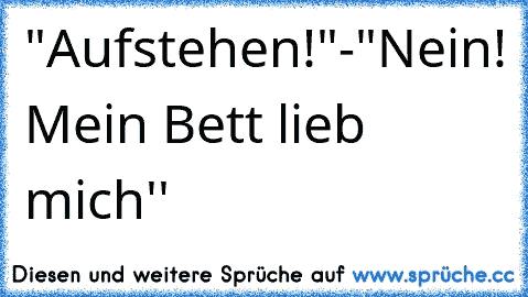 "Aufstehen!"-"Nein! Mein Bett lieb mich♥''