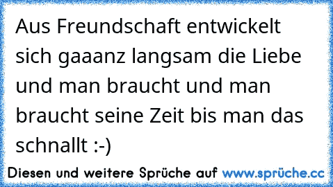 Aus Freundschaft entwickelt sich gaaanz langsam die Liebe und man braucht und man braucht seine Zeit bis man das schnallt :-)