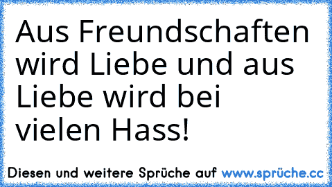 Aus Freundschaften wird Liebe und aus Liebe wird bei vielen Hass!