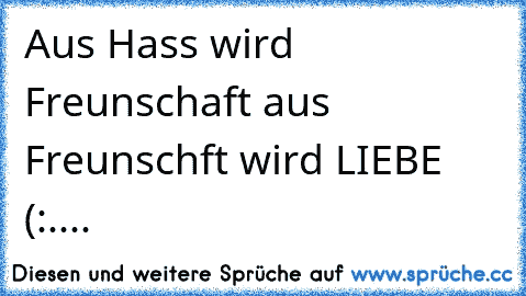 Aus Hass wird Freunschaft aus Freunschft wird LIEBE ♥ (:....