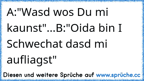 A:"Wasd wos Du mi kaunst"...B:"Oida bin I Schwechat dasd mi aufliagst"