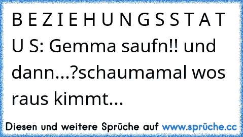 B E Z I E H U N G S S T A T U S: Gemma saufn!! und dann...?
schaumamal wos raus kimmt...