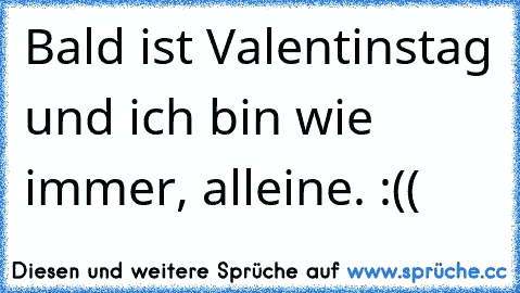 Bald ist Valentinstag und ich bin wie immer, alleine. :((