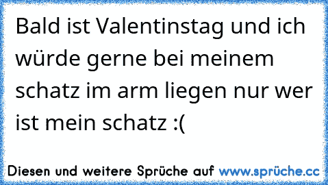 Bald ist Valentinstag und ich würde gerne bei meinem schatz im arm liegen nur wer ist mein schatz :(