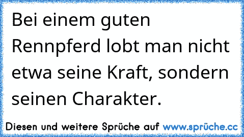 Bei einem guten Rennpferd lobt man nicht etwa seine Kraft, sondern seinen Charakter.