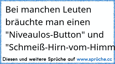 Bei manchen Leuten bräuchte man einen "Niveaulos-Button" und "Schmeiß-Hirn-vom-Himmel-Button"