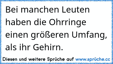 Bei manchen Leuten haben die Ohrringe einen größeren Umfang, als ihr Gehirn.