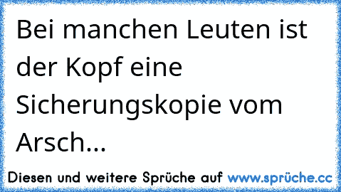 Bei manchen Leuten ist der Kopf eine Sicherungskopie vom Arsch...