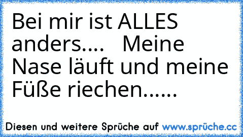 Bei mir ist ALLES anders....   Meine Nase läuft und meine Füße riechen......