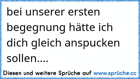 bei unserer ersten begegnung hätte ich dich gleich anspucken sollen....