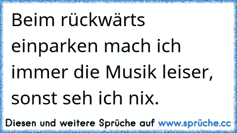 Beim rückwärts einparken mach ich immer die Musik leiser, sonst seh ich nix.