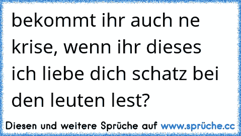 bekommt ihr auch ne krise, wenn ihr dieses ich liebe dich schatz bei den leuten lest?