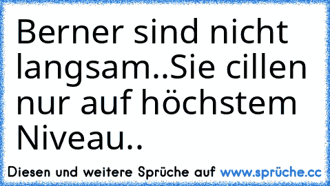 Berner sind nicht langsam..Sie cillen nur auf höchstem Niveau..