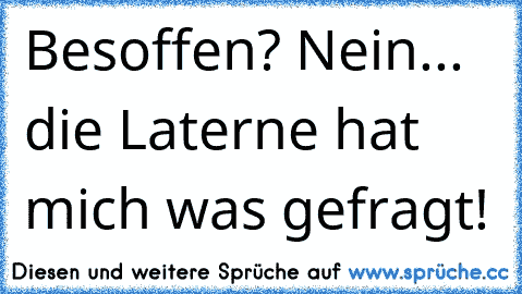 Besoffen? Nein... die Laterne hat mich was gefragt!