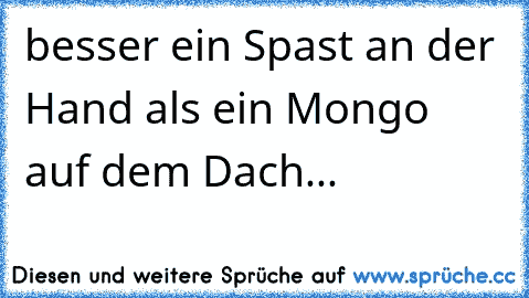 besser ein Spast an der Hand als ein Mongo auf dem Dach...