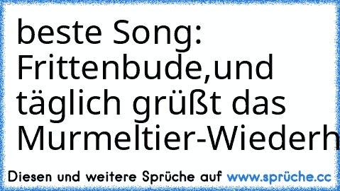 beste Song: Frittenbude,und täglich grüßt das Murmeltier-Wiederholung ♥ ♥