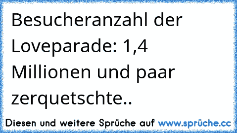 Besucheranzahl der Loveparade: 1,4 Millionen und paar zerquetschte..