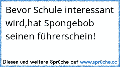 Bevor Schule interessant wird,hat Spongebob seinen führerschein!