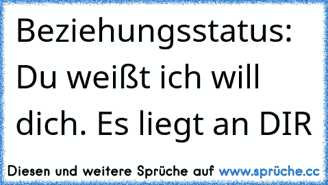 Beziehungsstatus: Du weißt ich will dich. Es liegt an DIR