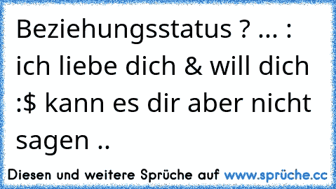 Beziehungsstatus ? ... : ich liebe dich & will dich :$ kann es dir aber nicht sagen ..