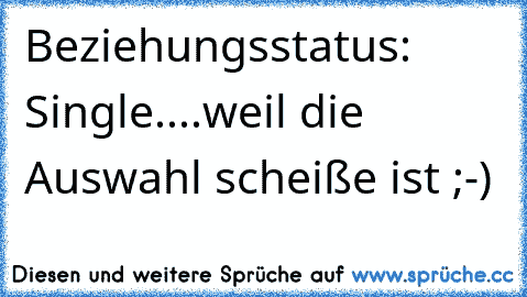 Beziehungsstatus: Single....weil die Auswahl scheiße ist ;-)