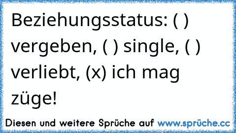 Beziehungsstatus: ( ) vergeben, ( ) single, ( ) verliebt, (x) ich mag züge!