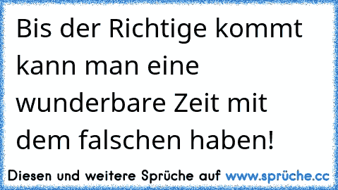 Bis der Richtige kommt kann man eine wunderbare Zeit mit dem falschen haben!