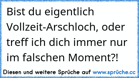 Bist du eigentlich Vollzeit-Arschloch, oder treff ich dich immer nur im falschen Moment?!