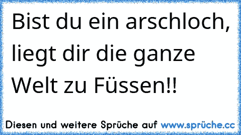 Bist du ein arschloch, liegt dir die ganze Welt zu Füssen!!