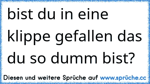 bist du in eine klippe gefallen das du so dumm bist?