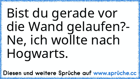 Bist du gerade vor die Wand gelaufen?
- Ne, ich wollte nach Hogwarts.