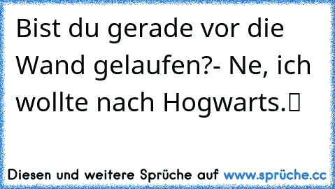 Bist du gerade vor die Wand gelaufen?- Ne, ich wollte nach Hogwarts.ツ