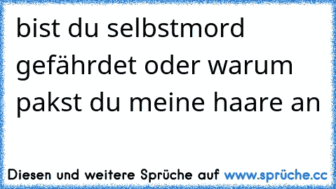 bist du selbstmord gefährdet oder warum pakst du meine haare an