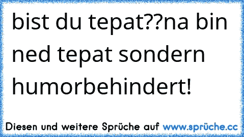 bist du tepat??na bin ned tepat sondern humorbehindert!