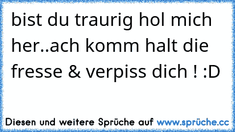 bist du traurig hol mich her..ach komm halt die fresse & verpiss dich ! :D♥