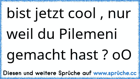 bist jetzt cool , nur weil du Pilemeni gemacht hast ? oO