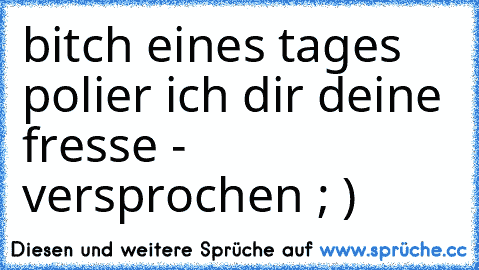 bitch eines tages polier ich dir deine fresse - versprochen ; ) ♥