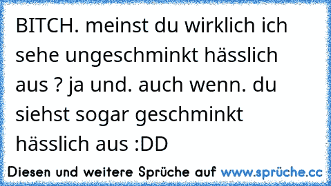 BITCH. meinst du wirklich ich sehe ungeschminkt hässlich aus ? ja und. auch wenn. du siehst sogar geschminkt hässlich aus :DD