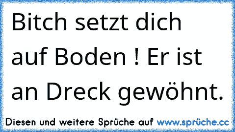 Bitch setzt dich auf Boden ! Er ist an Dreck gewöhnt.