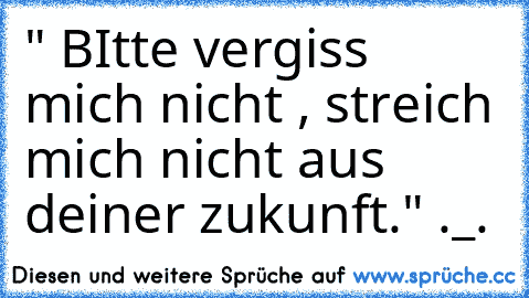 " BItte vergiss mich nicht , streich mich nicht aus deiner zukunft." ._.