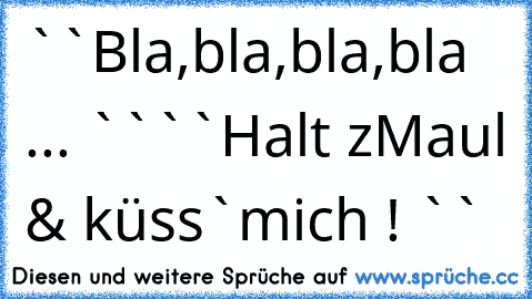 ``Bla,bla,bla,bla ... ``
``Halt zMaul & küss`mich ! ``