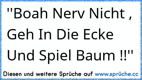 ''Boah Nerv Nicht , Geh In Die Ecke Und Spiel Baum !!''