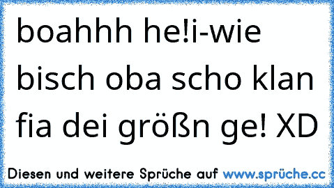 boahhh he!
i-wie bisch oba scho klan fia dei größn ge! XD