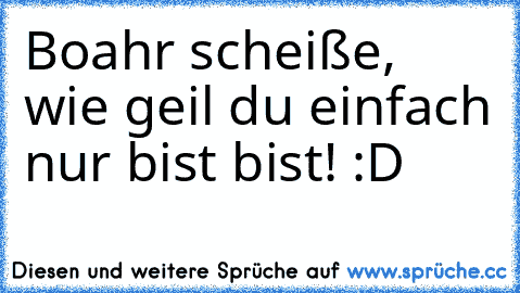 Boahr scheiße, wie geil du einfach nur bist bist! :D