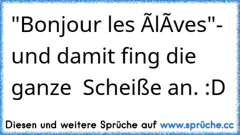 "Bonjour les élèves"- und damit fing die ganze  Scheiße an. :D