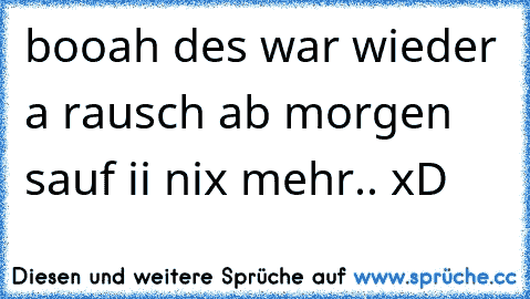 booah des war wieder a rausch ab morgen sauf ii nix mehr.. xD